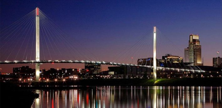 Omaha bridge at night