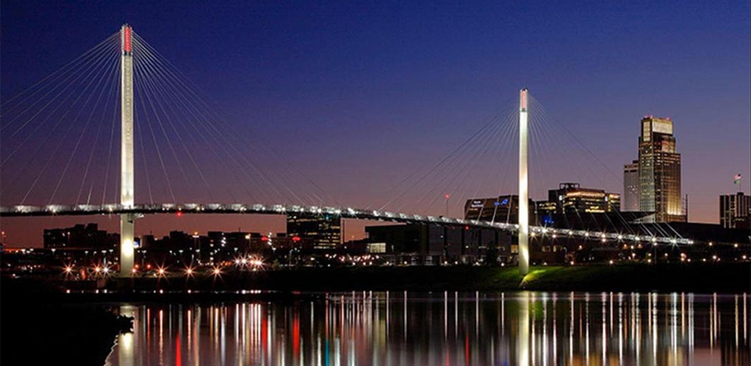 Omaha bridge at night